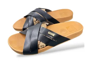 Reef Horizon X Slide Sandals Womens 6 Black Tan Crisscross Straps C-21 ICC thumbnail 1