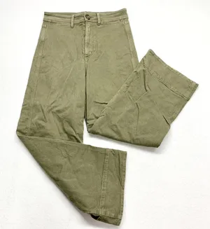 LOFT High Waist Wide Leg Pants Womens Size 0 25 Olive Green Utility Twill Cotton thumbnail 1