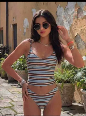 Striped tankini set Blue Size XS thumbnail 1