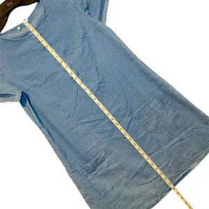 Women’s blue denim color dress (not denim) short sleeve doesn’t stre size Small thumbnail 3
