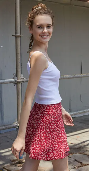 Brandy Melville Red Wrap Skirt thumbnail 2