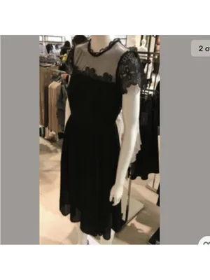 ZARA BLACK‎ GUIPURE LACE MIDI DRESS SHEER size Small thumbnail 2