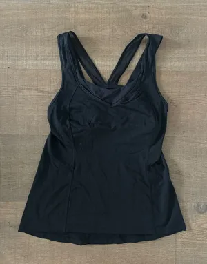 lululemon black sheer strap bra tank top thumbnail 1