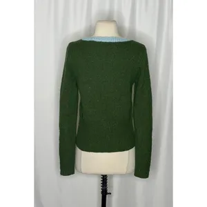 Anthropologie SLEEPING ON SNOW Green Cashmere Wool Button Sweater Knit Small thumbnail 8