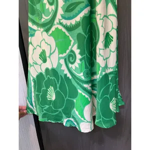 Farm Rio Tropical Cutout Satin Midi Slip Dress Green Size XS Resortwear thumbnail 6