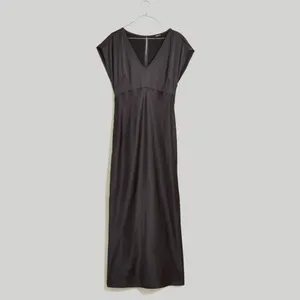 Madewell Black Wide V-Neck Midi Dress Size 00 thumbnail 6