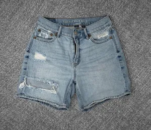 American Eagle Strigid Women’s Size 0 Light Wash High-Rise Distressed Denim Mom thumbnail 1
