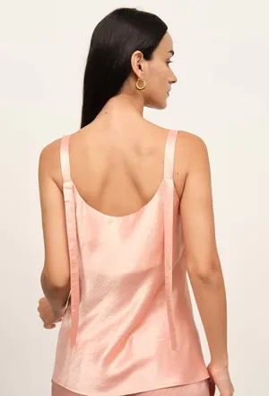 Free People Coral Satin Pajama Set thumbnail 3