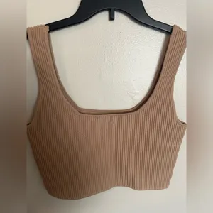White fox tan ribbed crop top thumbnail 5