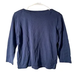 Coldwater Creek Women's Size Small Boatneck Sweater 3/4 Sleeve Blue Gray Silk thumbnail 1
