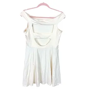 ASOS‎ Cream Off The Shoulder Skater Dress Open Back US 10 thumbnail 4
