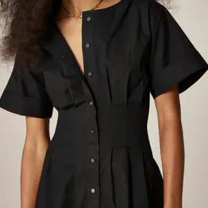J. Crew Wren Mini Shirt Dress Cotton Blend Poplin Pleated Black $158 NWT Size 14 thumbnail 2