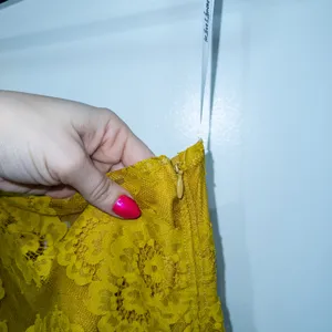 For Love & Lemons Yellow Tiana Lace One Shoulder Mini Dress Size Medium NWT thumbnail 8