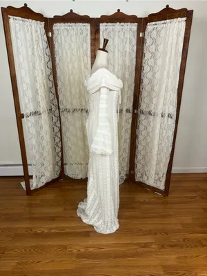 SheIn Pretty Jeta Ari Tea Break Off-Shoulder Ivory Knit Wedding Dress thumbnail 5
