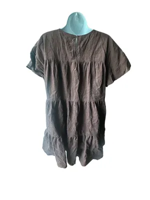 Altar’d State Brown Oversized Shift Dress Cap Sleeve Boho Chic Size S thumbnail 2