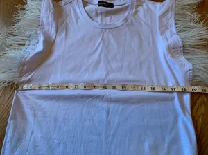 Frenchie Feather Trim cotton tee light blue size M Size M thumbnail 7