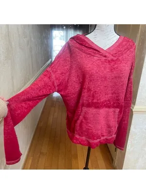 Vintage Free People We the Free Oversized Light Hoodie Red Sz S Burnout Pullover thumbnail 4