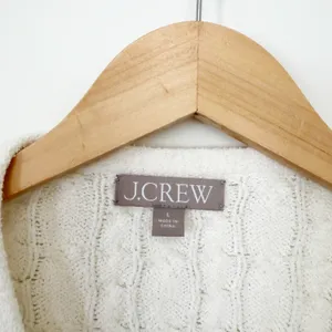 J. Crew White Odette Cable Knit Sweater Lady Jacket Sz L thumbnail 2