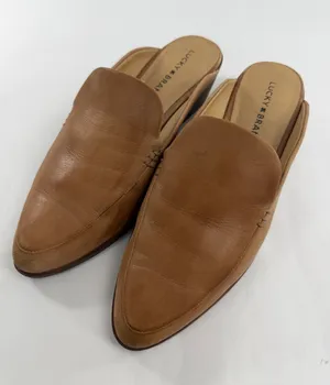 Lucky Brand Margrete Tan Brown Leather Pointed Toe Mule Slides Womens 8.5 M 39 thumbnail 1