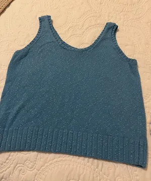 LOFT Sky Blue Scoop Neck Knit Tank thumbnail 1
