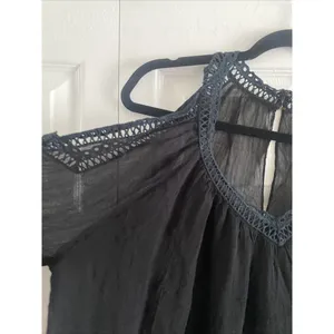 Rebecca Minkoff Cold Shoulder Crochet Lace Blouse Womens Size M Black Boho Sheer thumbnail 3