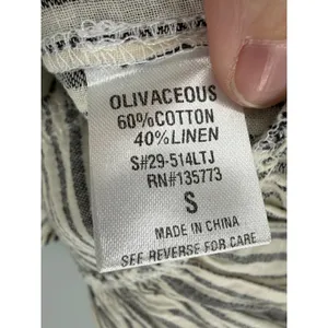 Olivaceous‎ Womens Peplum Top Striped Ruffle Linen Blend Small thumbnail 4