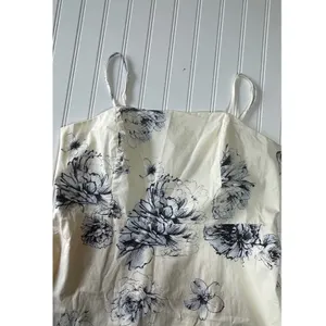 Express Womens Floral Tiered Midi Party Date Dress Cream Navy Blue Size L NWT thumbnail 6