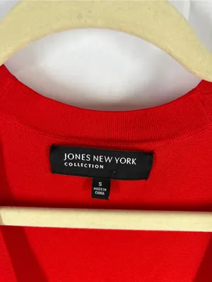 Jones New York Collection Red Longline Cardigan Size S Button Front Pockets thumbnail 3
