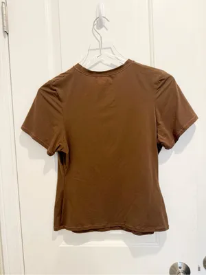 SKIMS Fits Everybody Short Sleeve Tee in Cocoa size XL Crewneck Brown thumbnail 5