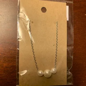 Faux Pearl Silver Tone Chain Necklace 16 inch NWT thumbnail 5