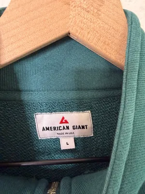 American Giant Teal Green French Terry Half Zip Pullover‎ Sweater Womens Size L thumbnail 6