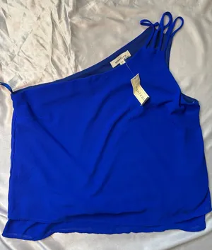 Monteau Blue Asymmetrical Camisole Top thumbnail 1