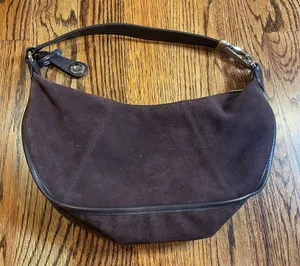 Anne Klein Brown Suede Leather Shoulder Bag thumbnail 1