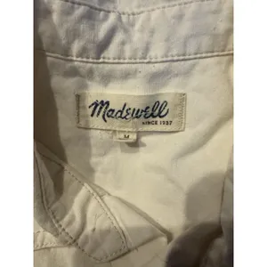 Madewell The Linen Blend Shirt Sz Medium White Button Up Classic Core Side Slit thumbnail 2
