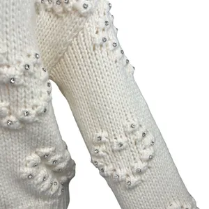 Self-Same Women's White Knitted Long Sleeve Button Up Cardigan Sweater Top Sz S thumbnail 4