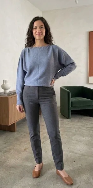 Uniqlo Women Size M Blue 100% Cotton Cocoon Knit Boatneck Sweater thumbnail 1