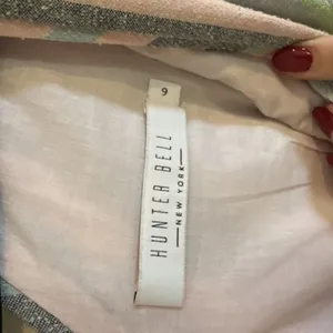 Hunter Bell Jordan Midi Dress Pastel Stripe Linen Cotton Size 6 thumbnail 2