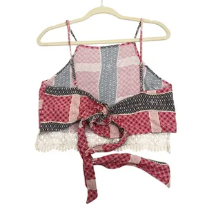 Abercrombie & Fitch Red Boho Tie Back Festival Halter Crop Top Size Women's XS thumbnail 2