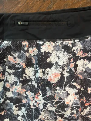 lululemon athletica Black Floral Mini Skort with Pink and Gray Blossoms 8 thumbnail 6