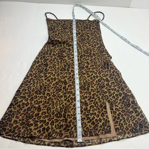 STAUD Bellamy‎ Leopard Print Open Back Chiffon Mini Slip Dress Womens Size XS thumbnail 9