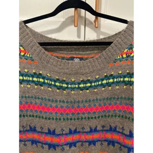 American Eagle Outfitters Neon Fair Isle Wool Blend Sweater preppy Womens M boho thumbnail 3