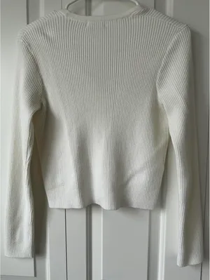 Mango Cotton Blend Button Knit Cardigan Mili Off White Size Medium thumbnail 5