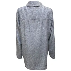 Centigrade Button Front Linen Blend Shacket Shirttail Hem Indigo Blue M NO BELT thumbnail 4
