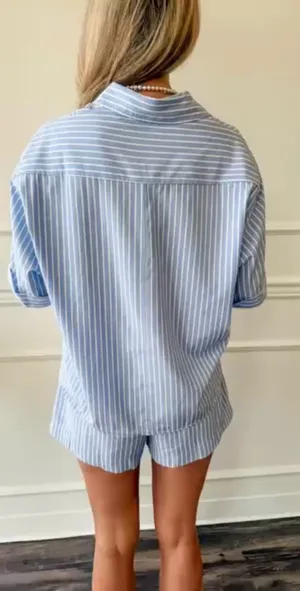 Blue and white striped matching set thumbnail 9