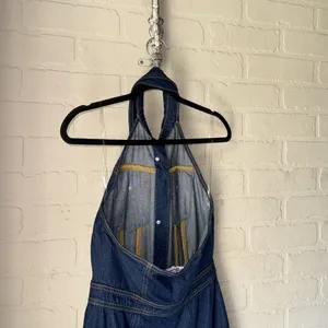 Future Collective dress Alani Noelle halter mini dark denim open back 2 NEW thumbnail 9