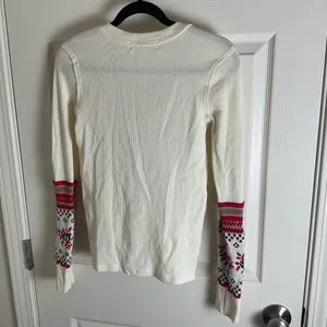 We The Free Cream Top with Red Patterned Sleeves Size XSMALL thumbnail 8