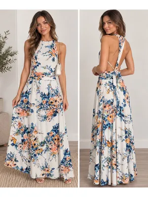 Trafaluc Zara Taller Medium Floral Maxi Dress Sleeveless Boho Romantic thumbnail 2