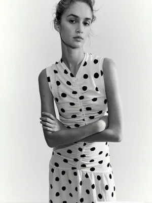 H&M Cream Maxi Dress with Black Polka Dots thumbnail 2