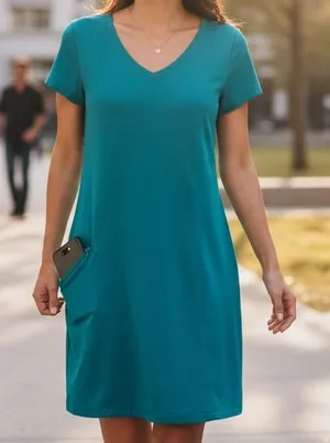 Toad&Co Tech Tomboy Cap Sleeve Teal V-Neck Athletic‎ Dress thumbnail 1