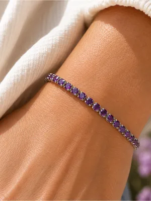 Handcrafted bracelet with sparkly amethyst Swarovski crystal thumbnail 3
